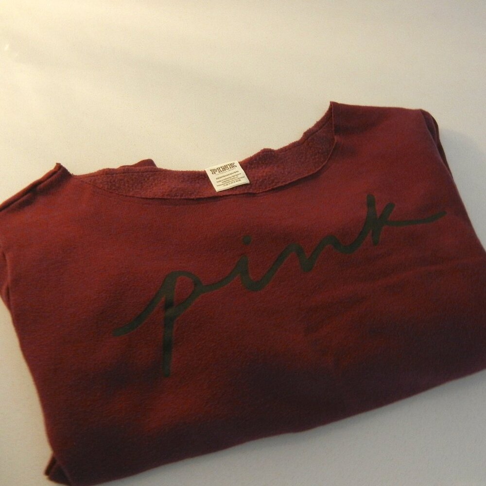 VS Burgundy Pink Cropped Off the Shoulder Sweatshirt, Size XS
